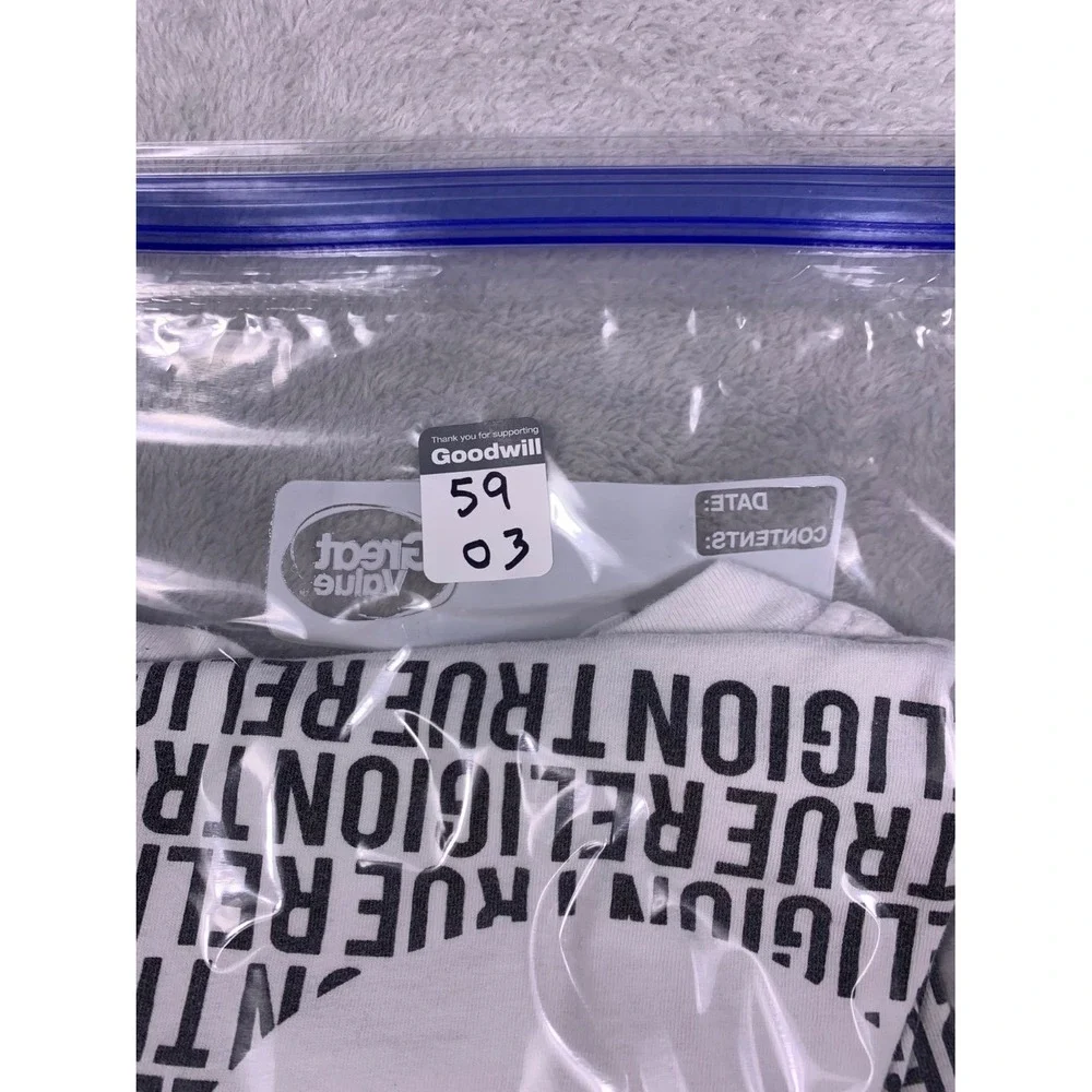 True Religion Horseshoe Logo Repeat Print Mens S White T-Shirt Short Sleeve